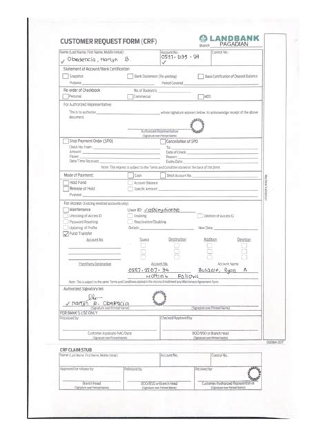 CUSTOMER REQUEST FORM (CRF) .